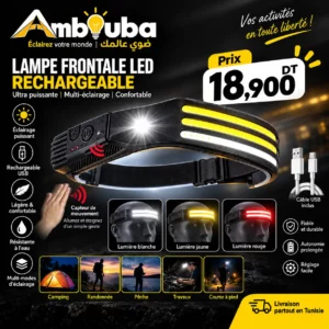 Lampe Frontale LED – 3 Modes d’Éclairage